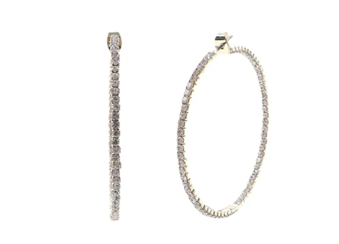 Thin Rhinestone Hoop Earrings