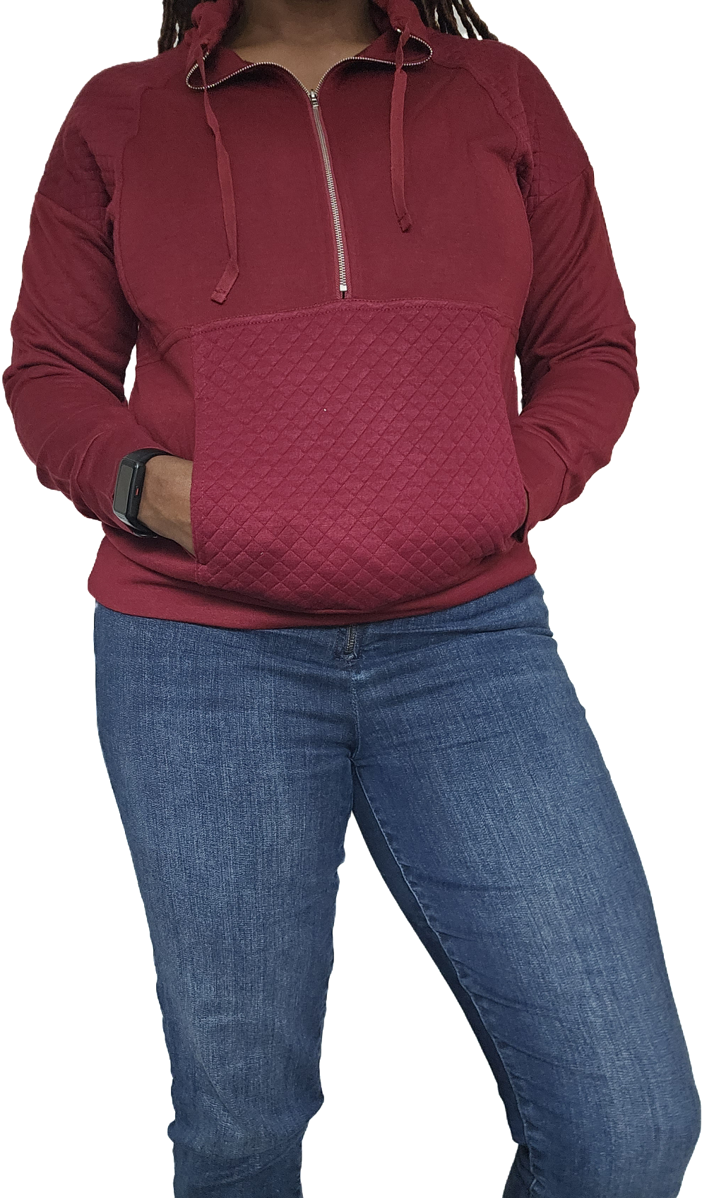 HALF ZIP TEXTURED SWEATSHIRT WINE