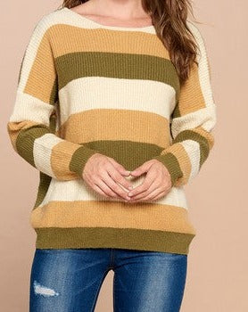 STRIPED LOOSE FIT KNIT SWEATER