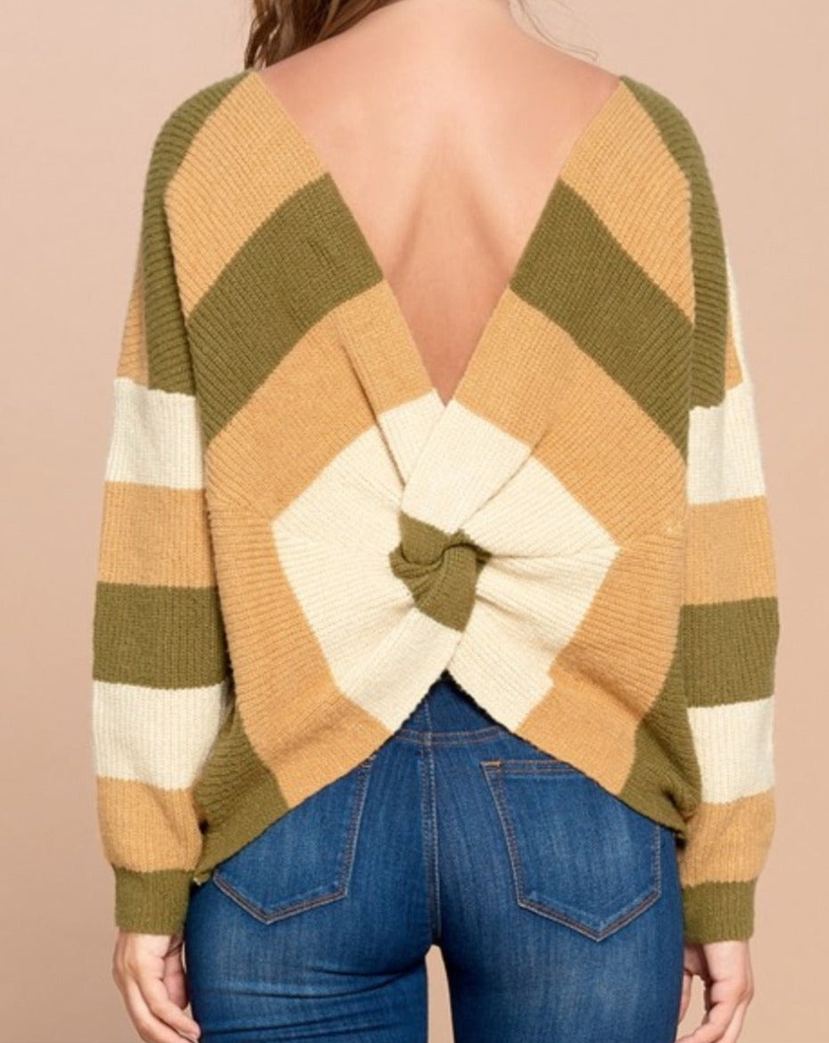 STRIPED LOOSE FIT KNIT SWEATER